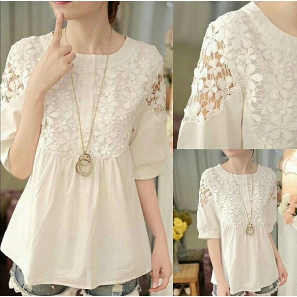 Baju Korea Top Bronita Hn Putih