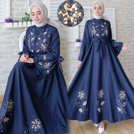 Baju Korea Hj Maxi Flower On Navy