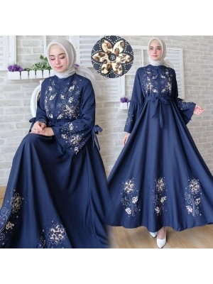 Baju Korea Hj Maxi Flower On Navy