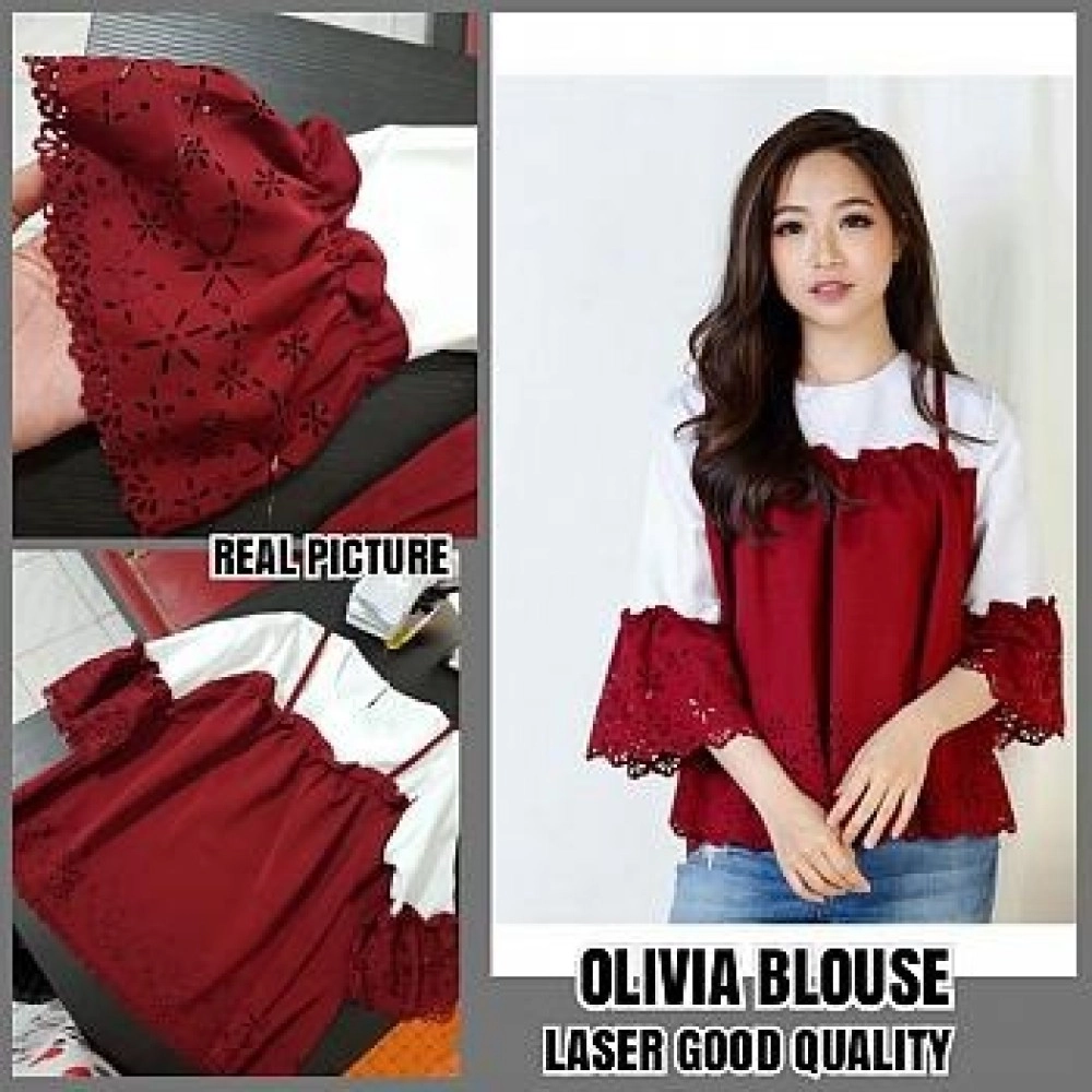 Baju Korea Top Olivia Laser Hs Maroon Baju Korea Top Olivia Laser Hs Maroon