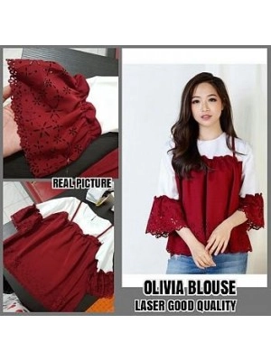 Baju Korea Top Olivia Laser Hs Maroon
