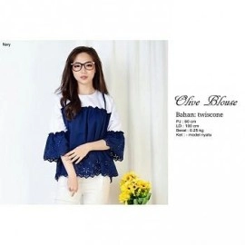 Baju Korea Top Olivia Laser Hs Navy