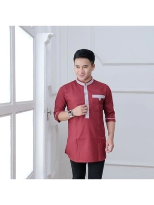 Baju Pria Koko Sunsun Ts Maroon