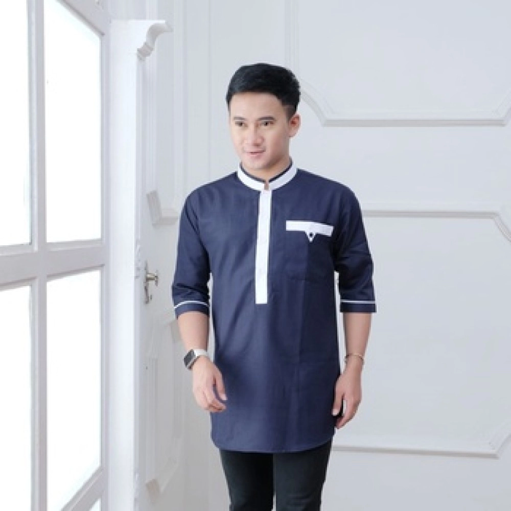 Baju Pria Koko Sunsun Ts Navy