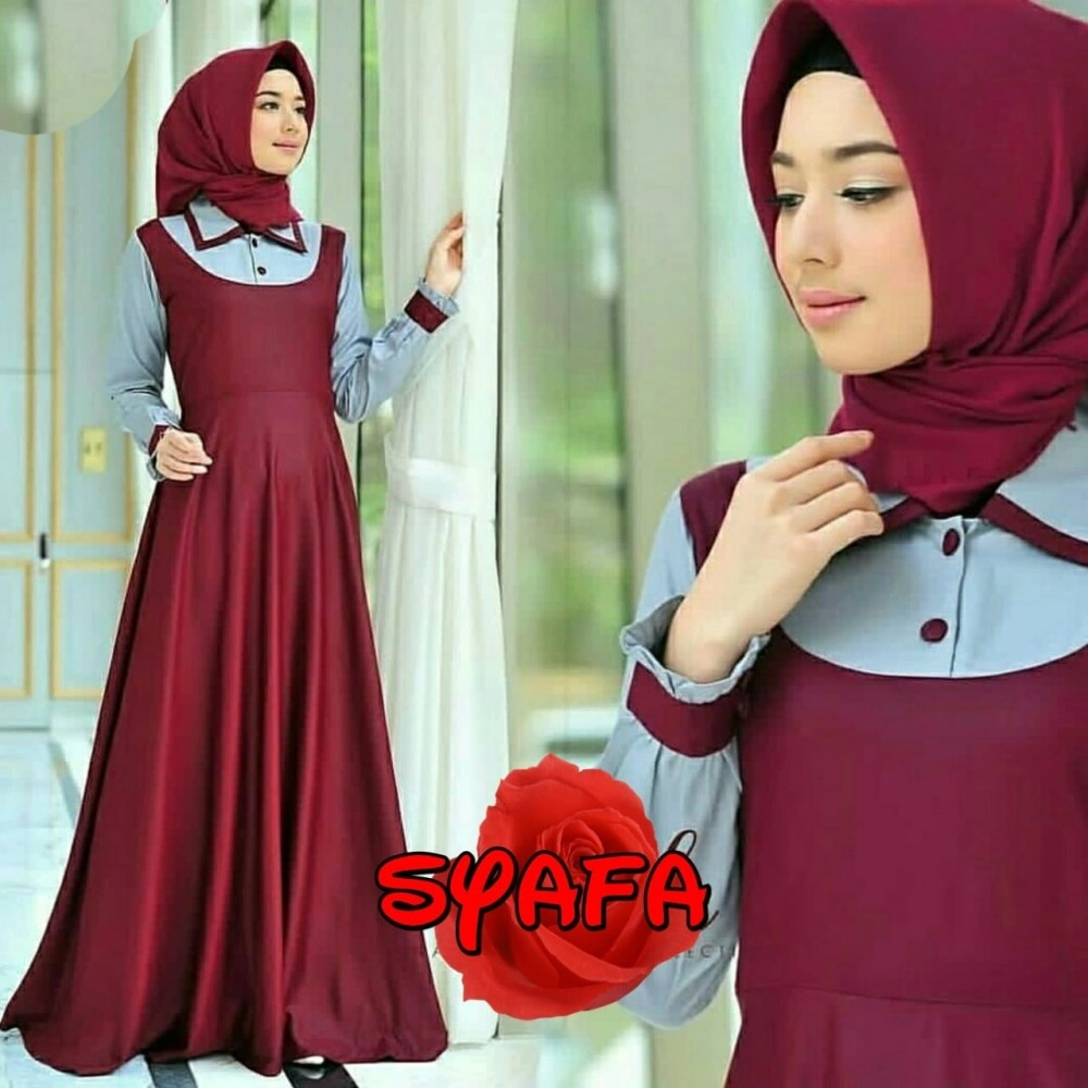 Baju Korea Hj Maxi Syafa Ij Maroon Baju Korea Hj Maxi Syafa Ij Maroon
