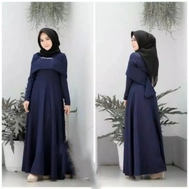 Baju Korea Hj Maxi Sandra Navy Ra