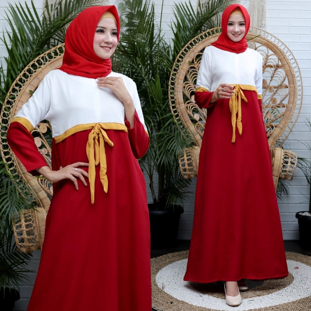 Baju Korea Hj Maxi Kamalia Ij Red