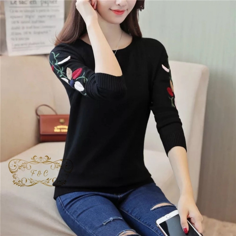 Baju Korea Blouse Mariska Ff Hitam