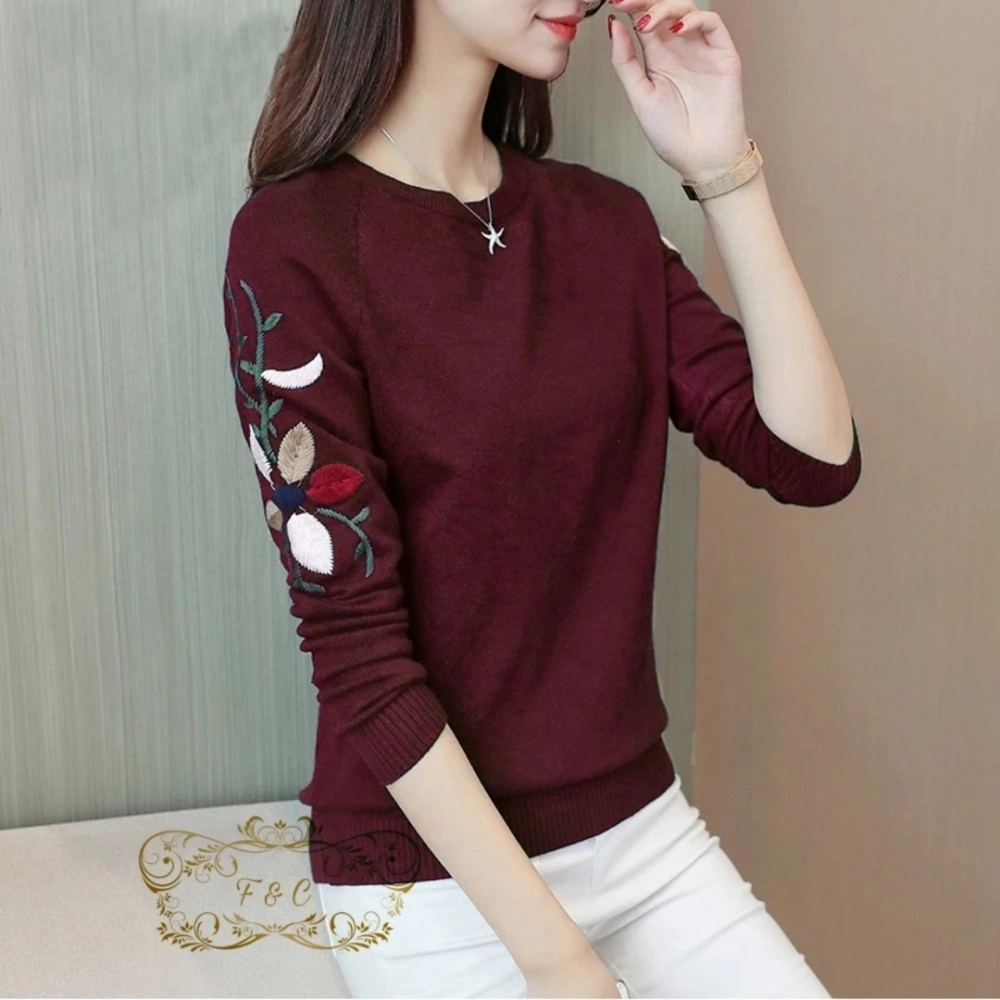 Baju Korea Blouse Mariska Ff Maroon