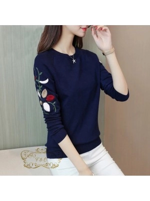 Baju Korea Blouse Mariska Ff Navy