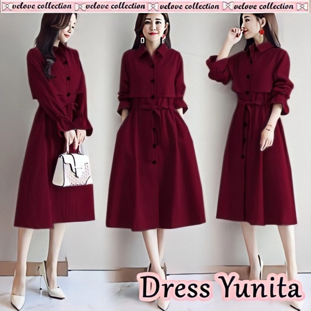 Baju Korea Drs Yunita V Maroon