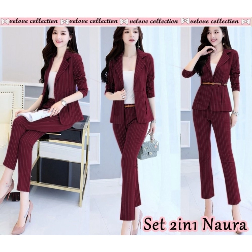 Baju Korea St Naura Vl Maroon