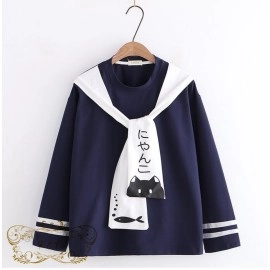 Baju Korea Blouse Moretti Ff Navy