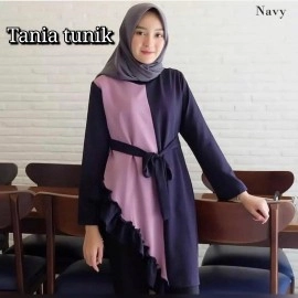 Baju Korea Top Tania Hn Lengan Navy