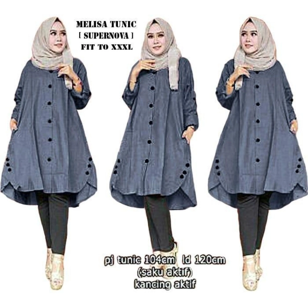 Baju Korea Tunik Melisaro Abu