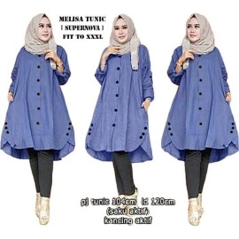 Baju Korea Tunik Melisaro Biru