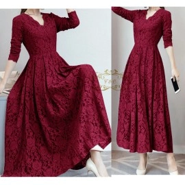 Baju Korea Maxi Cassie Ff Maroon