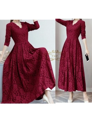 Baju Korea Maxi Cassie Ff Maroon