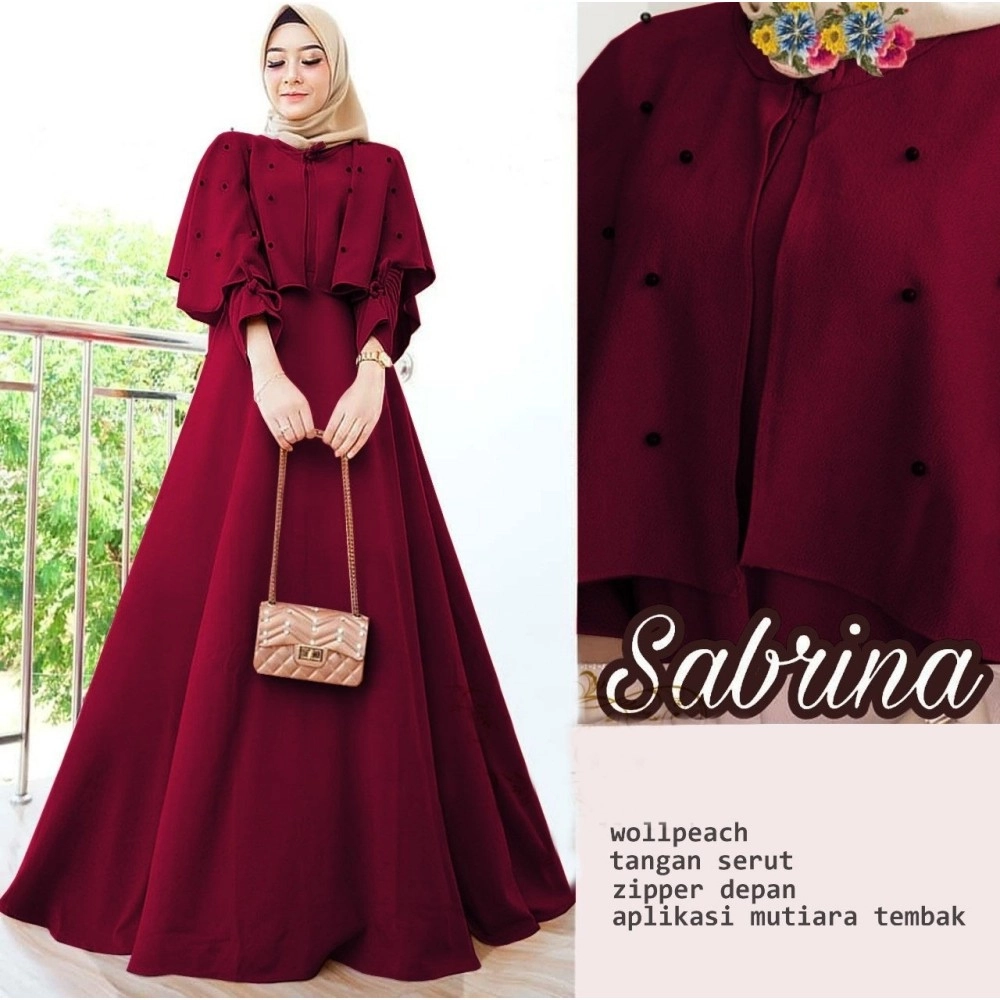 Baju Korea Hj Maxi Sabrimotek Us Maroon