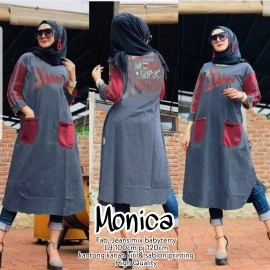 Baju Korea Tunik Jeans Monica Us Maroon