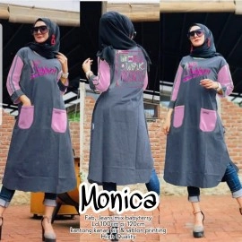 Baju Korea Tunik Jeans Monica Us Pink