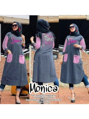 Baju Korea Tunik Jeans Monica Us Pink