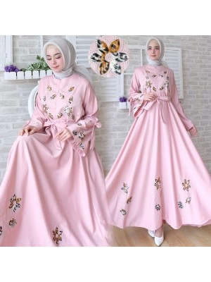 Baju Korea Hj Maxi Flower On Pink