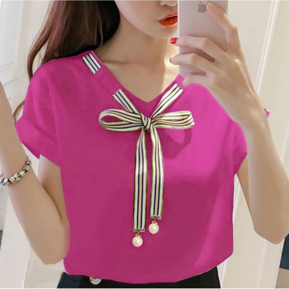 Baju Korea Blouse Laura Us Magenta