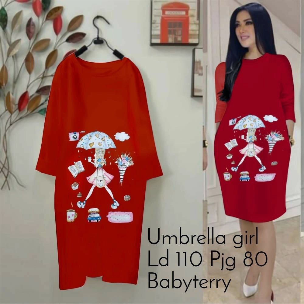 Baju Korea Tunik Umbrella Ga Maroon