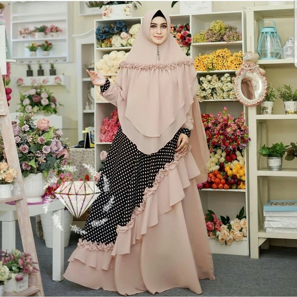 Baju Korea Hj Syari Ekaria Polka Jc Mocca Baju Korea Hj Syari Ekaria Polka Jc Mocca