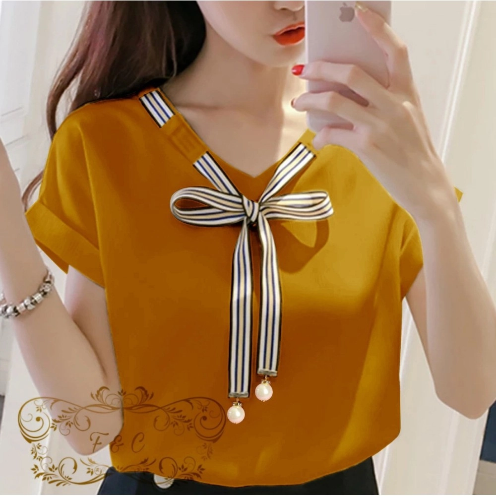 Baju Korea Blouse Laura Ff Mustard