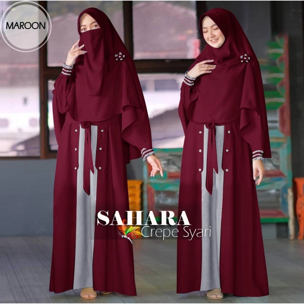 Baju Korea Hj Syari Sahara Jc Maroon Baju Korea Hj Syari Sahara Jc Maroon