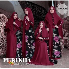 Baju Korea Hj Syari Ferika Bunga Jc Maroon