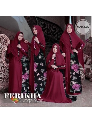Baju Korea Hj Syari Ferika Bunga Jc Maroon
