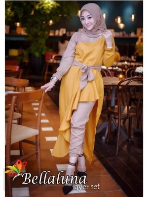 Baju Korea Hj St Bellaluna Jc Mustard