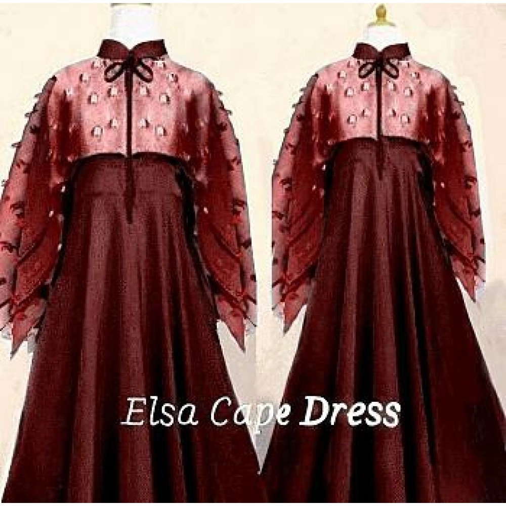 Baju Korea Maxi Elsa Cape Premium Maroon Baju Korea Maxi Elsa Cape Premium Maroon