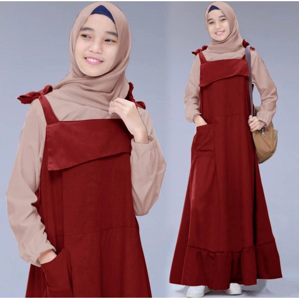 Baju Korea Hj Overall Froggy Fosi Maroon Baju Korea Hj Overall Froggy Fosi Maroon