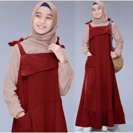 Baju Korea Hj Overall Froggy Fosi Maroon