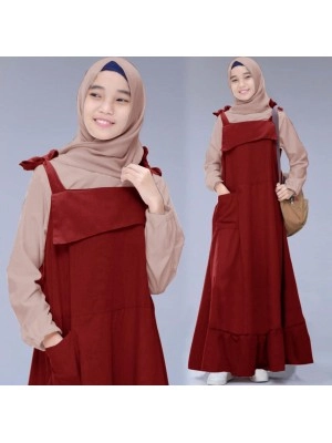 Baju Korea Hj Overall Froggy Fosi Maroon