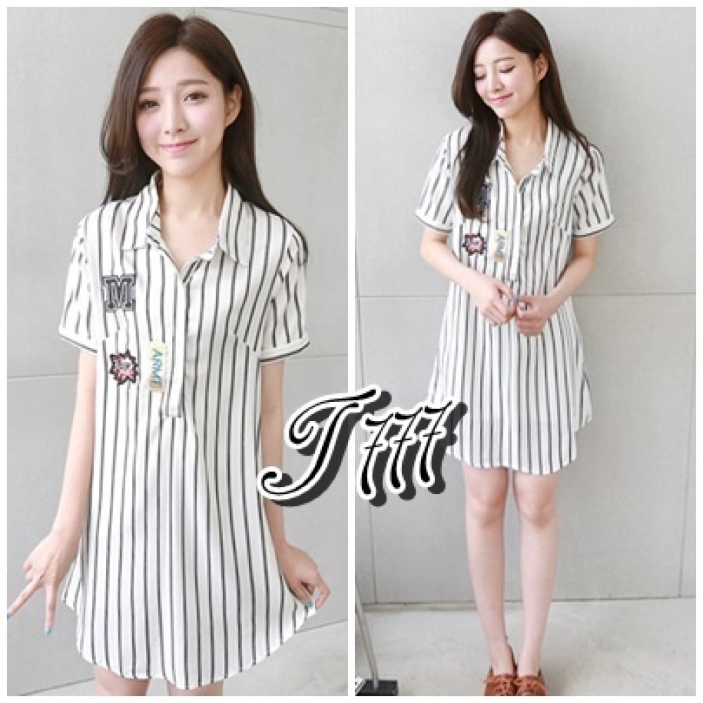 Baju Wanita Drs Stripe Sally Ql Putih
