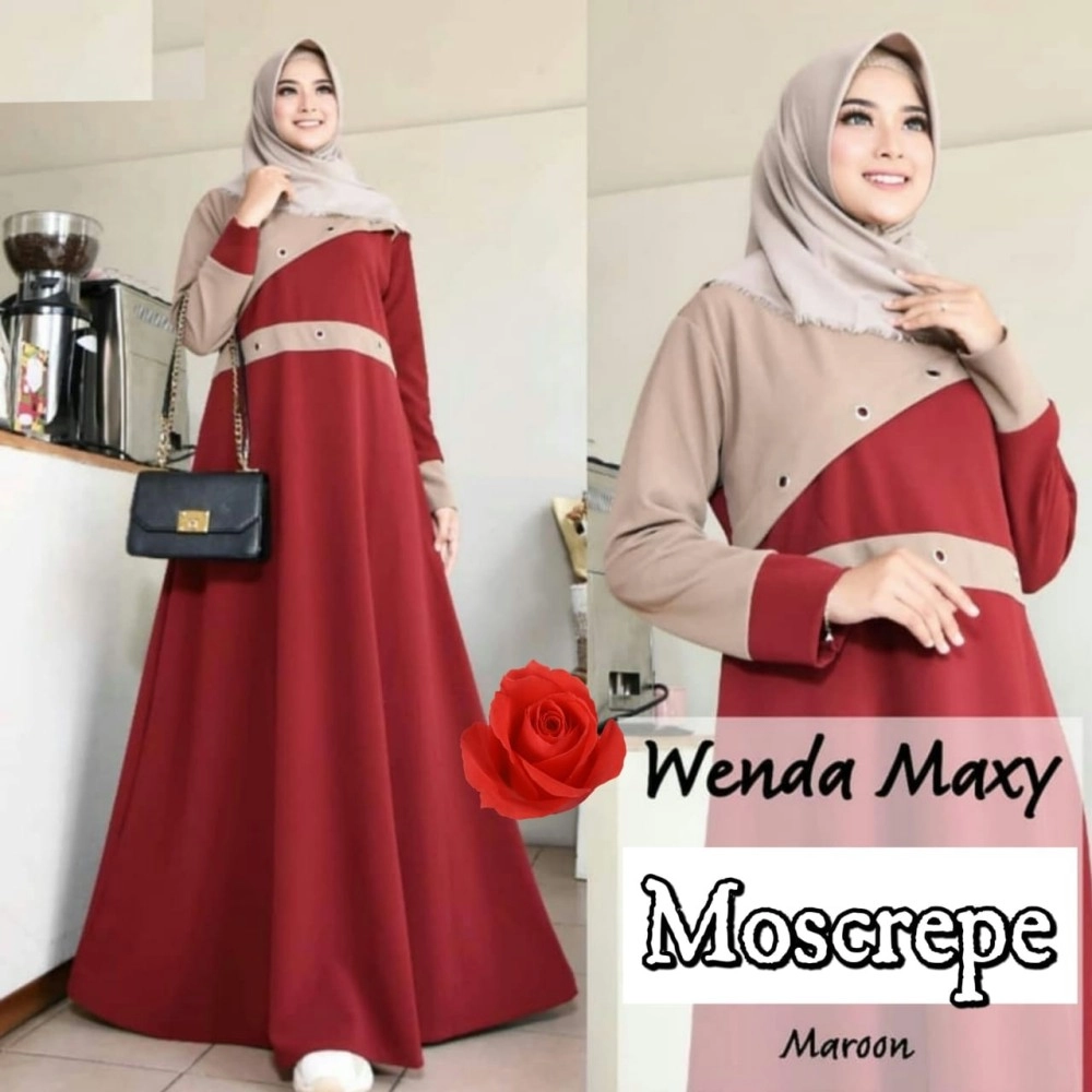 Baju Korea Hj Maxi Wenda Ij Maroon