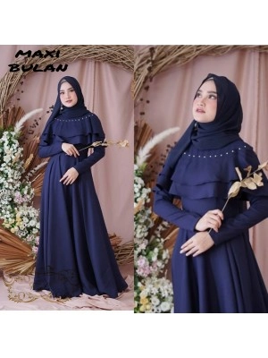 Baju Korea Hj Maxi Bulan Ff Navy