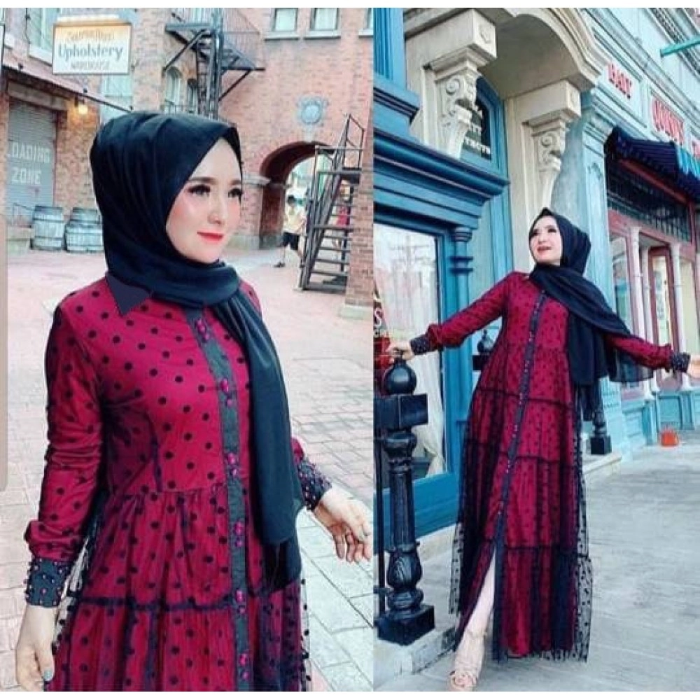 Baju Korea Hj Maxi Gandy Ra Maroon