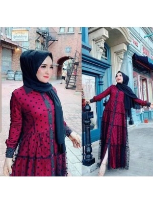 Baju Korea Hj Maxi Gandy Ra Maroon