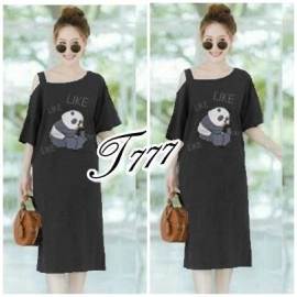Baju Korea Drs Panda Ql Black