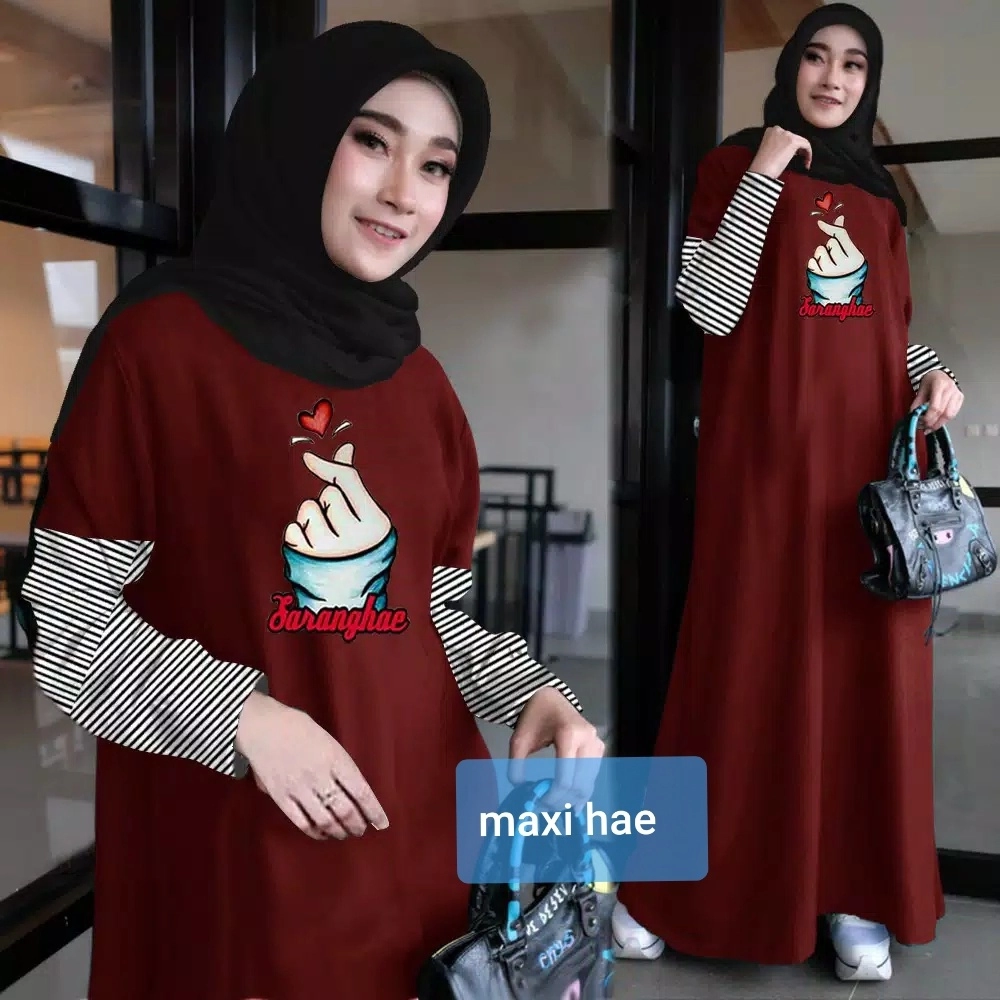 Baju Korea Hj Maxi Hae Maroon Ra
