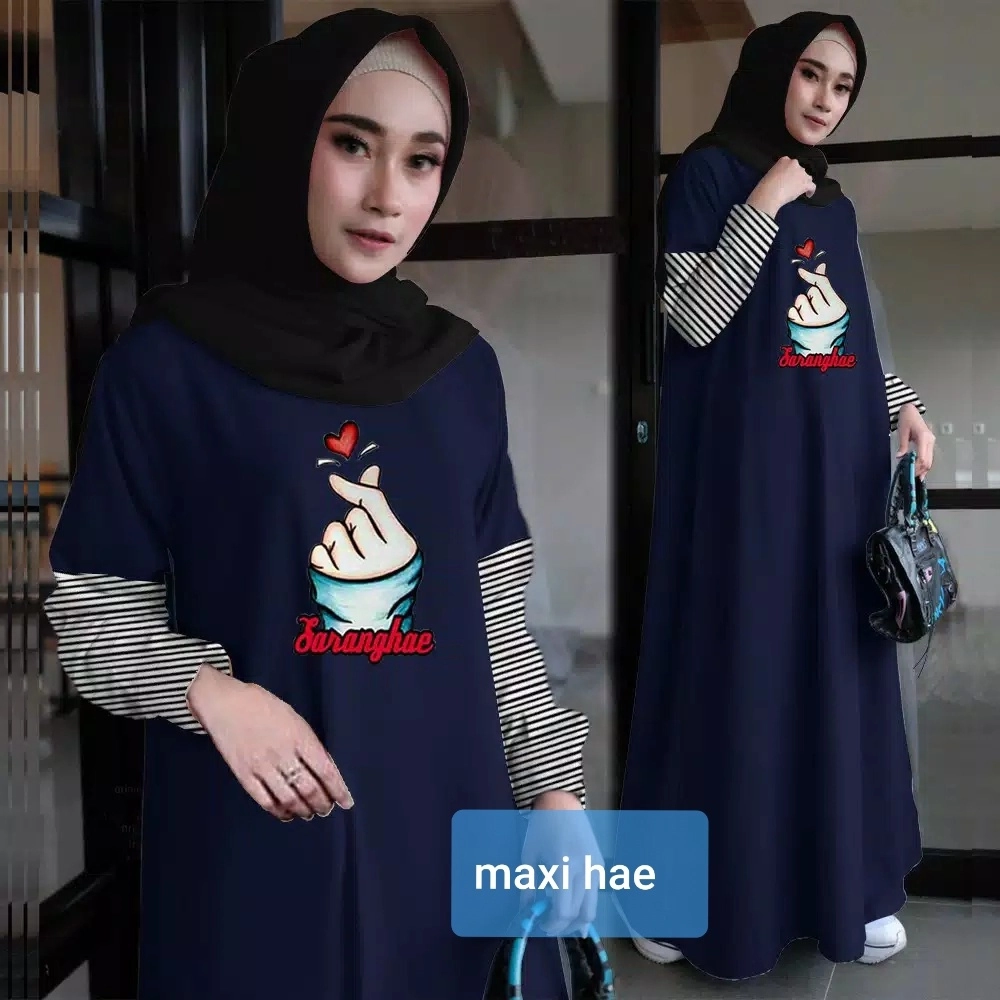 Baju Korea Hj Maxi Hae Navy Ra