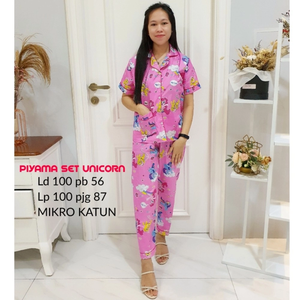 Baju Korea St Piyama Unicorn Ga Pink