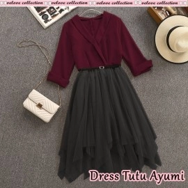 Baju Korea Drs Tutu Ayumi Vl Maroon