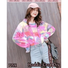 Baju Wanita Crop Hoodie Diy Vl Pink